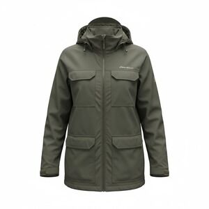 Eddie Bauer Travex Mens XL Olive Green Hooded Full Zip Field Jacket Windbreaker